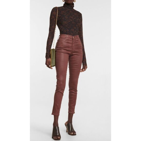 AG Adriano Goldschmied Women's Farrah Skinny Ankle Jeans‎ Coated Bordeaux 25 R - Picture 1 of 13